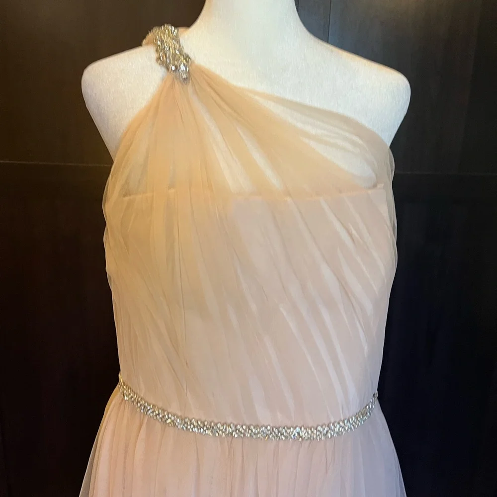 Mark Zunino one-shoulder dress, draped tulle w/ crystal waist & strap. Prom. 13 - Picture 7 of 16